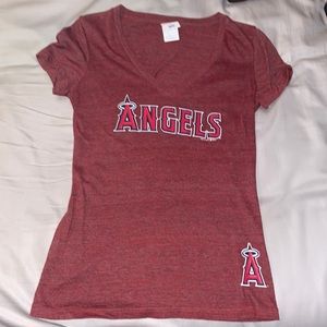 V neck red Los Angeles angels shirt